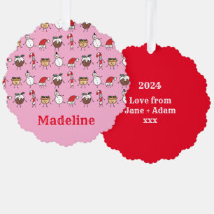 Personalized Cute Christmas Characters Ornament Card