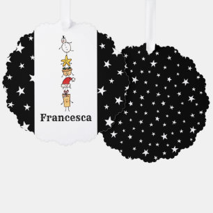 Personalized Cute Christmas Characters Ornament Card