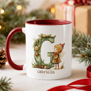 Personalized Cute Christmas Fairy Whimsical Initia Mug