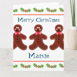 Personalized Cute Christmas Gingerbread Man  Card