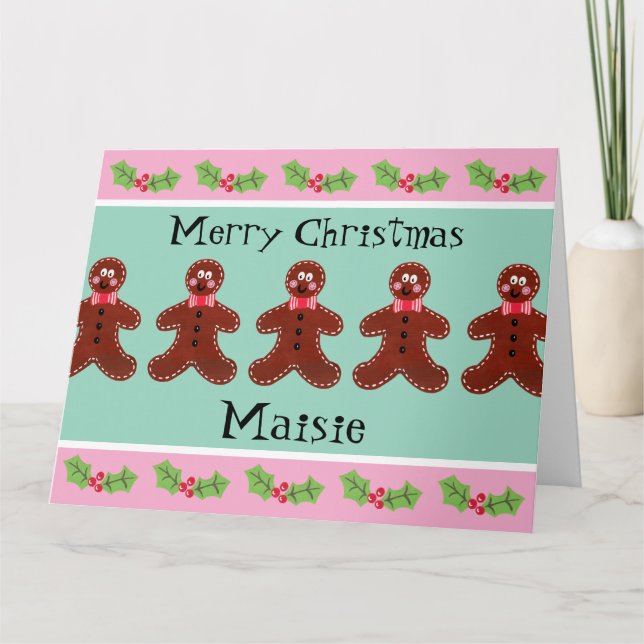 Personalized Cute Christmas Gingerbread Man  Card (Front)