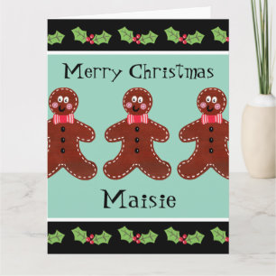 Personalized Cute Christmas Gingerbread Man  Card