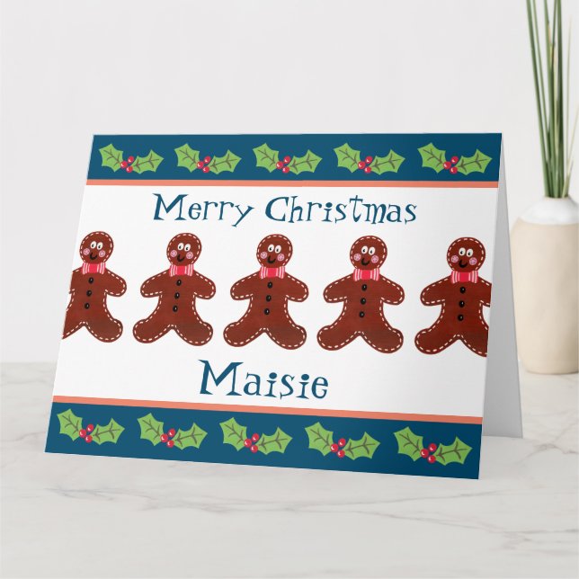 Personalized Cute Christmas Gingerbread Man  Card (Front)