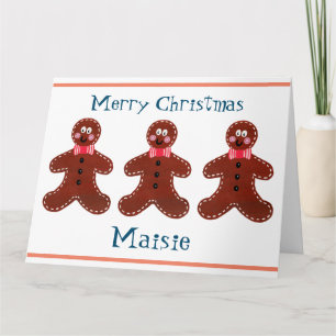 Personalized Cute Christmas Gingerbread Man  Card