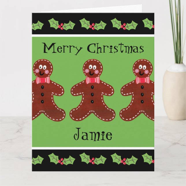 Personalized Cute Christmas Gingerbread Man  Card (Front)