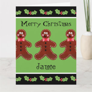 Personalized Cute Christmas Gingerbread Man  Card