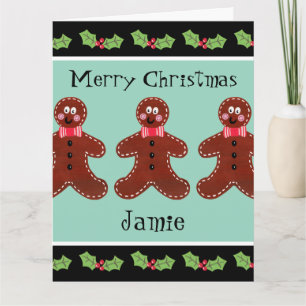 Personalized Cute Christmas Gingerbread Man  Card