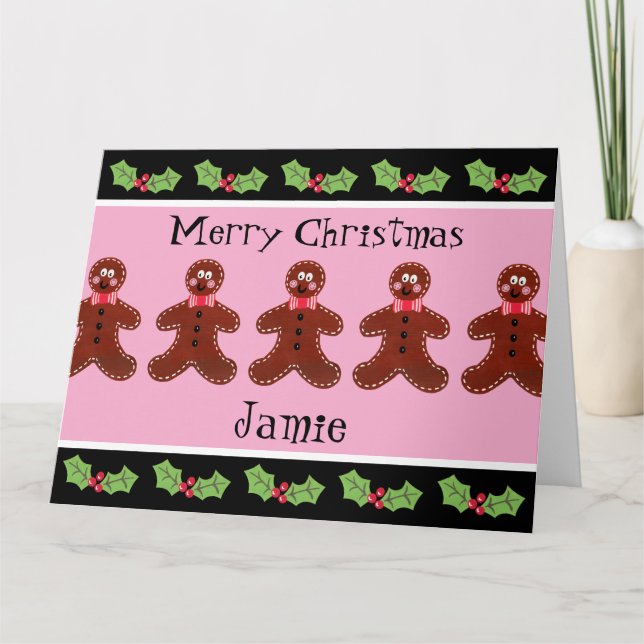 Personalized Cute Christmas Gingerbread Man  Card (Front)