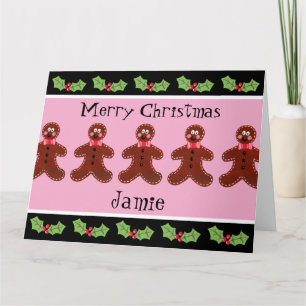 Personalized Cute Christmas Gingerbread Man  Card