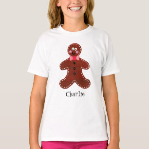 Personalized Cute Christmas Gingerbread Man T-Shirt