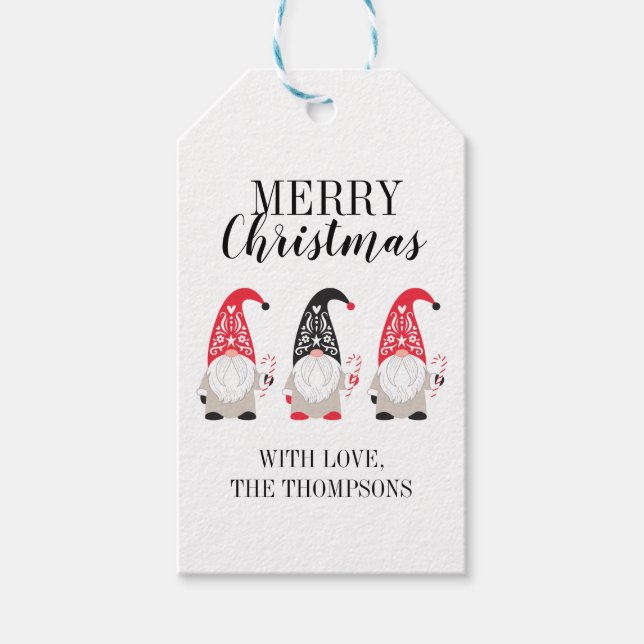 Personalized Cute Christmas Gnome Gift Tags (Front)