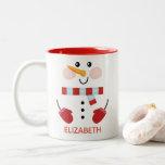 Personalized Cute Christmas Holiday Snowman Two-To Two-Tone Coffee Mug<br><div class="desc">A cute Christmas holiday snowman decorates this mug. Makes a cute Christmas gift for kids. Designed for you by Blackberry Boulevard.</div>