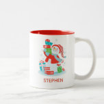 Personalized Cute Christmas Holiday Snowman Two-Tone Coffee Mug<br><div class="desc">A cute snowman holding a stack of presents decorates this mug. Makes a cute Christmas gift for kids. Designed for you by Blackberry Boulevard.</div>
