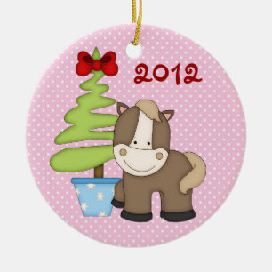 Personalized Cute Christmas Horse Ornament