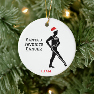 Personalized Cute Christmas Irish Boy Dancing Ceramic Ornament