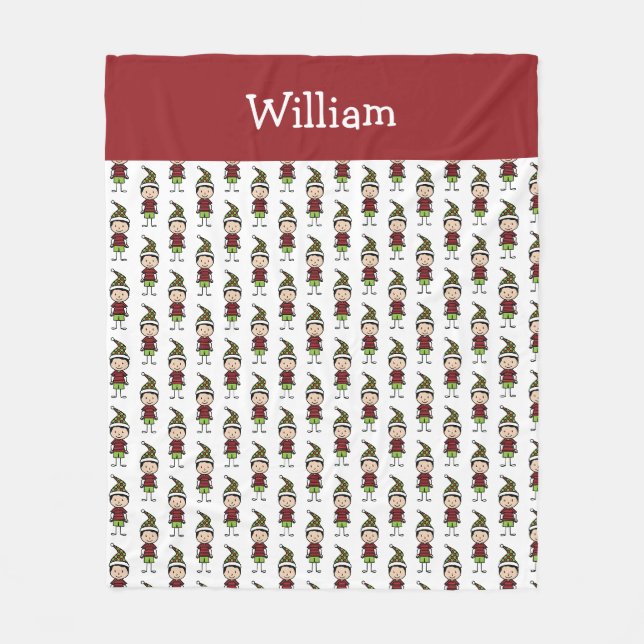 Personalized Cute Christmas Kids Fleece Blanket (Front)