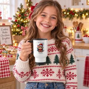 Personalized Cute Christmas Kitten Travel Mug