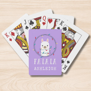 Personalized Cute Christmas Llama Name Playing Cards