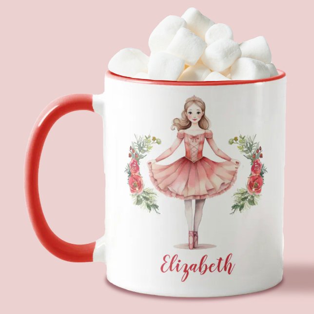 Personalized Cute Christmas nutcracker Ballerina Mug (Personalize this cute Christmas ballerina mug for someone special. )
