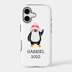 Personalized Cute Christmas Penguin in Red Hat