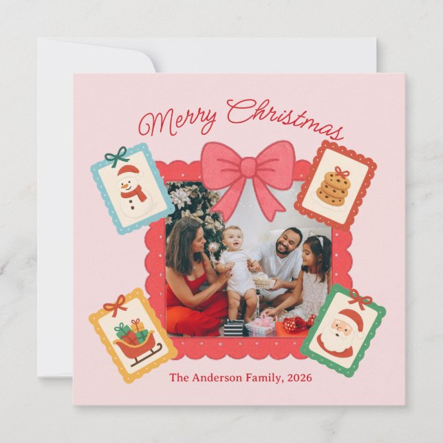 Personalized Cute Christmas Photo Collage  Holiday Card (Front)