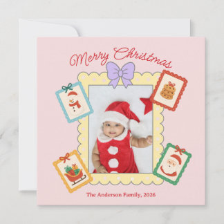 Personalized Cute Christmas Photo Collage  Holiday Card