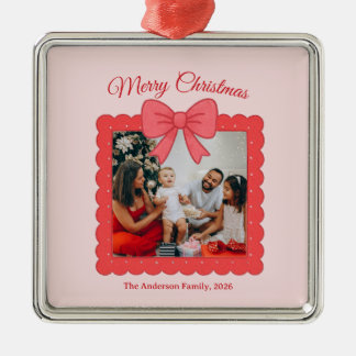Personalized Cute Christmas Photo Collage  Metal Ornament