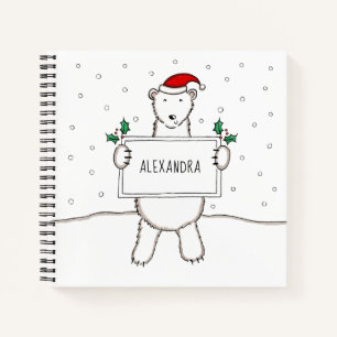 Personalized Cute Christmas Polar Bear Christmas Notebook