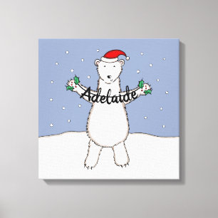 Personalized Cute Christmas Polar Bear Gift Canvas Print