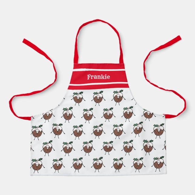 Personalized Cute Christmas Pudding Apron (Front)