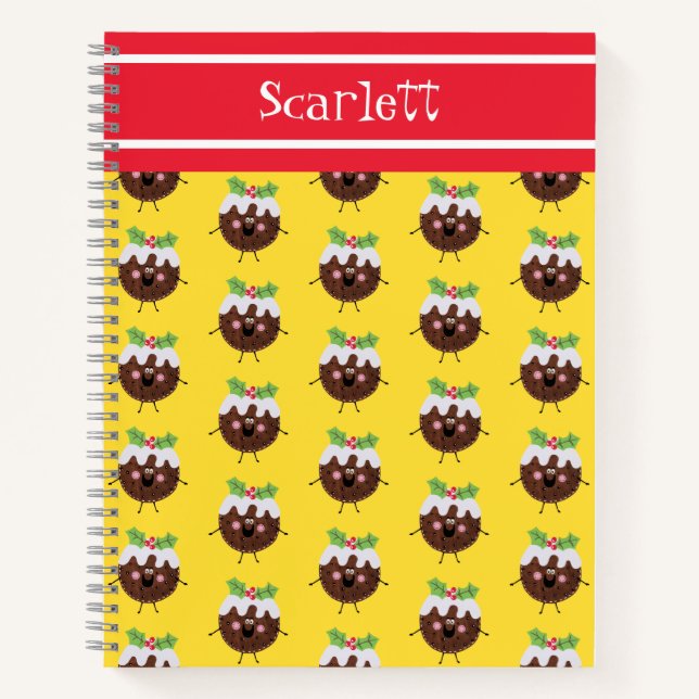 Personalized Cute Christmas Pudding Notebook (Front)