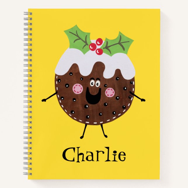 Personalized Cute Christmas Pudding Notebook (Front)