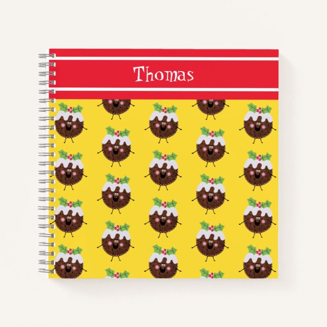 Personalized Cute Christmas Pudding Notebook (Front)