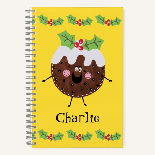 Personalized Cute Christmas Pudding Notebook (Front)