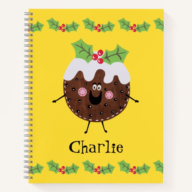 Personalized Cute Christmas Pudding Notebook (Front)