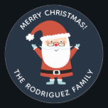 Personalized Cute Christmas Santa Claus Classic Round Sticker<br><div class="desc">A cute Santa Merry Christmas personalized sticker. Cute sticker to put on holiday gifts and stationary. Designed for you by Blackberry Boulevard.</div>