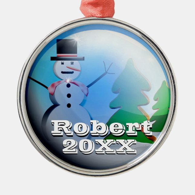 Personalized Cute Christmas Snow Globe Ornament (Front)