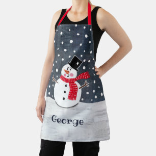 Personalized Cute Christmas Snowman Apron