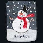 Personalized Cute Christmas Snowman Baby Blanket<br><div class="desc">This Christmas snowman snow scene is printed from a collage designed by Helen McCartney Designs.</div>