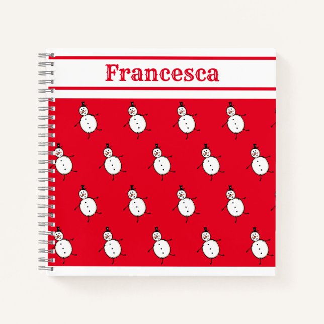 Personalized Cute Christmas Snowman Notebook (Front)