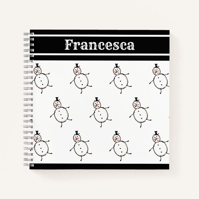 Personalized Cute Christmas Snowman Notebook (Front)