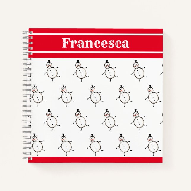 Personalized Cute Christmas Snowman Notebook (Front)