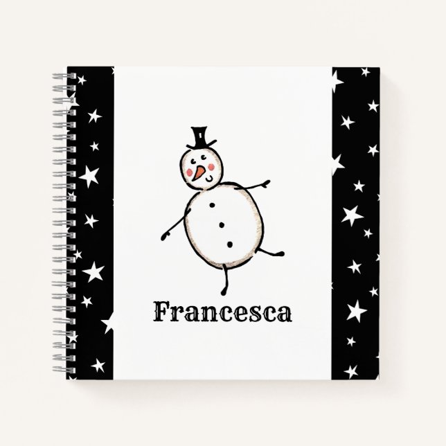 Personalized Cute Christmas Snowman Notebook (Front)