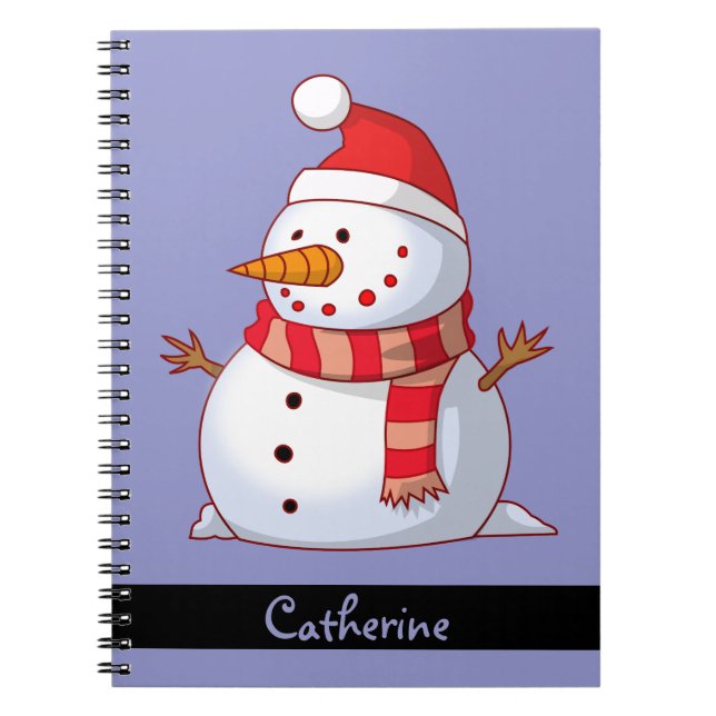 Personalized Cute Christmas Snowman Notebook (Front)