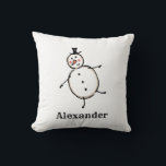 Personalized Cute Christmas Snowman Throw Cushion<br><div class="desc">This personalized Christmas cushion features the snowman from the 'Christmas Crew'. A group of cute little Christmas characters that love to have fun and make mischief at Christmas.</div>