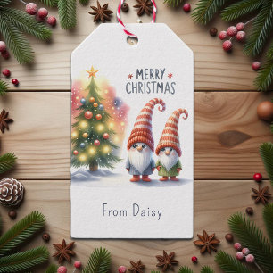 Personalized Cute Christmas Tree & Gnome Party Gift Tags