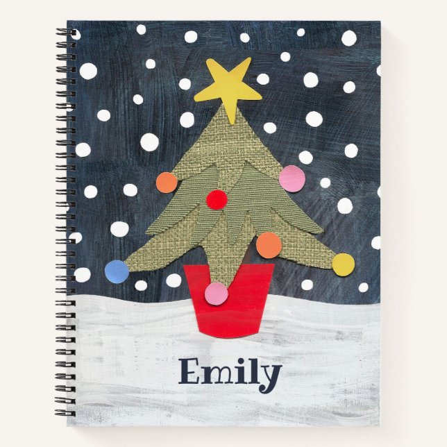 Personalized Cute Christmas Tree Notebook (Front)