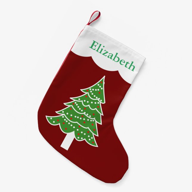 Personalized Cute Christmas Tree Small Christmas Stocking (Front (Hanging))
