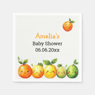 Personalized Cute Citrus Fruit Baby Shower Napkin