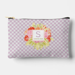 Personalized Cute Classic Gingham Check Pattern Accessory Pouch
